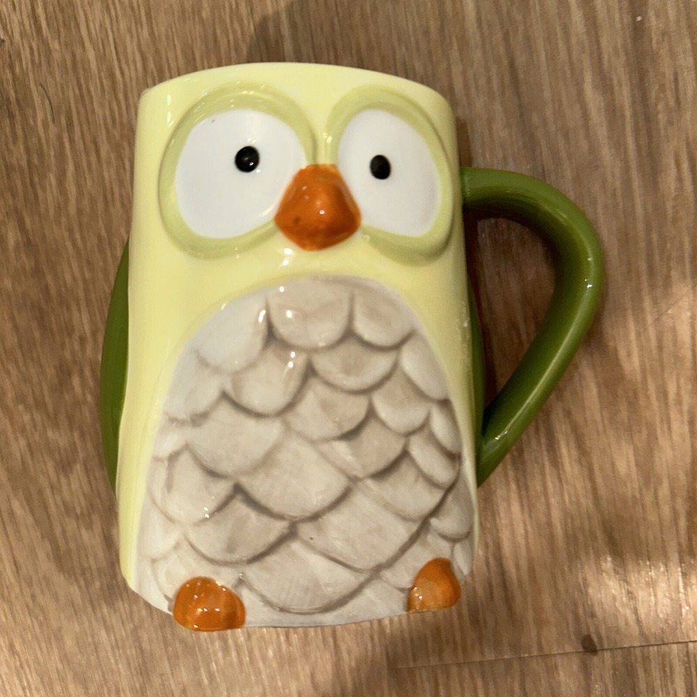TAG OWL Coffee Mug 3D Embossed Ceramic Bird Coffee Cup Figural Animal - Picture 1 of 4